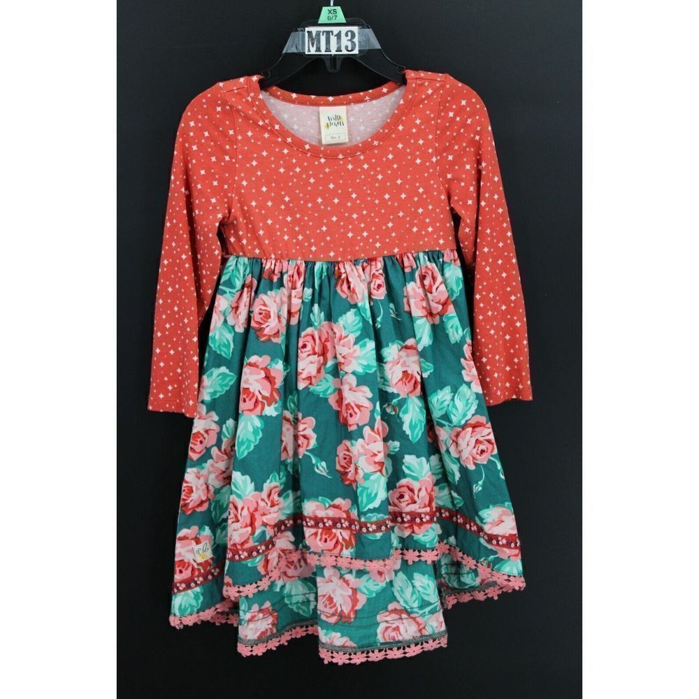 WILD FLOWERS DRESS POCKETFUL OF WONDER JUBILEE HIGH/LOW BALLET LONG SLEEVE SIZ 2